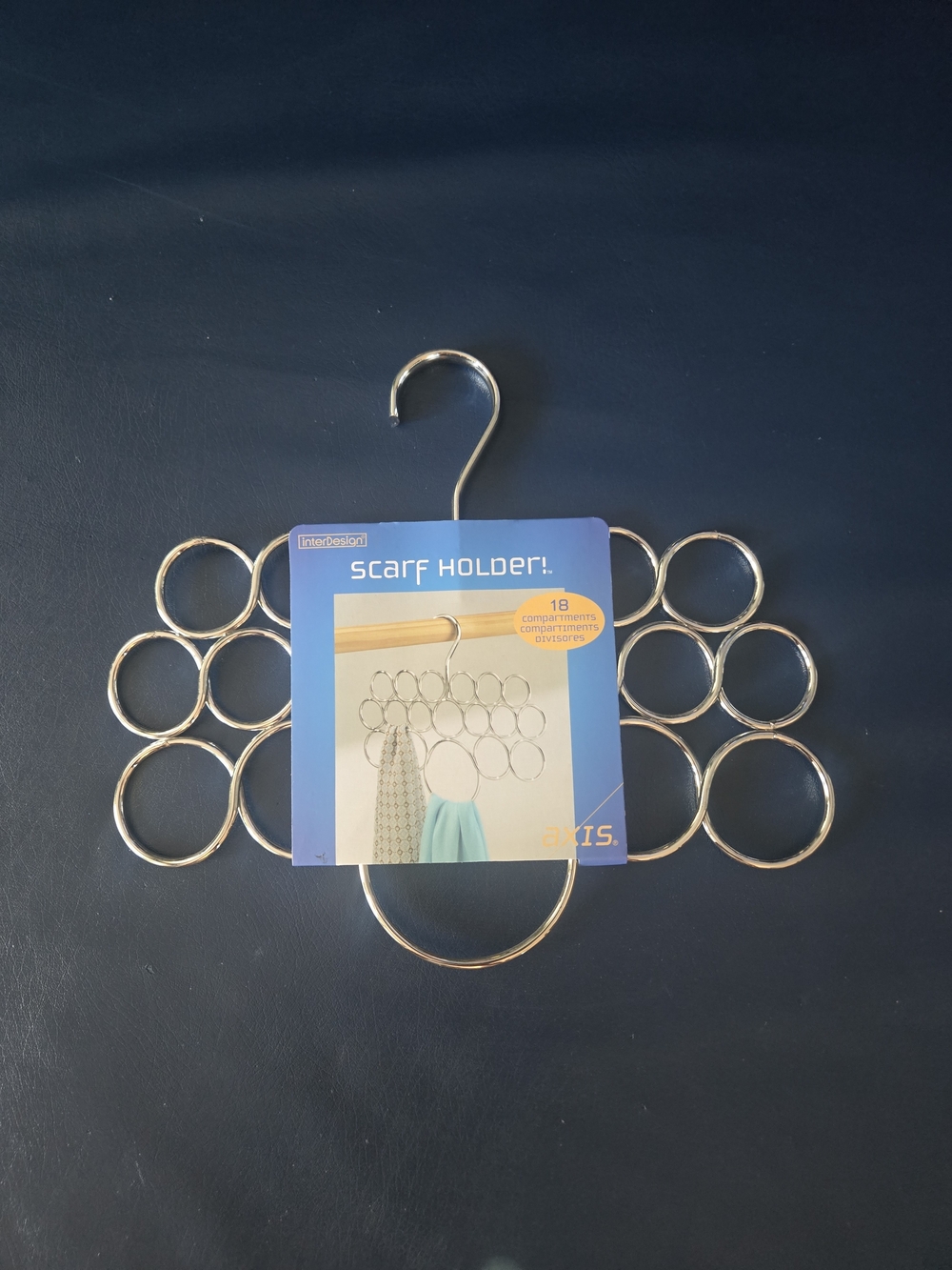 Silver Scarf Organizer - 18-Ring Hanging Holder